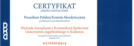 Ocena wyróżniająca przyznana przez Polską Komisję Akredytacyjną